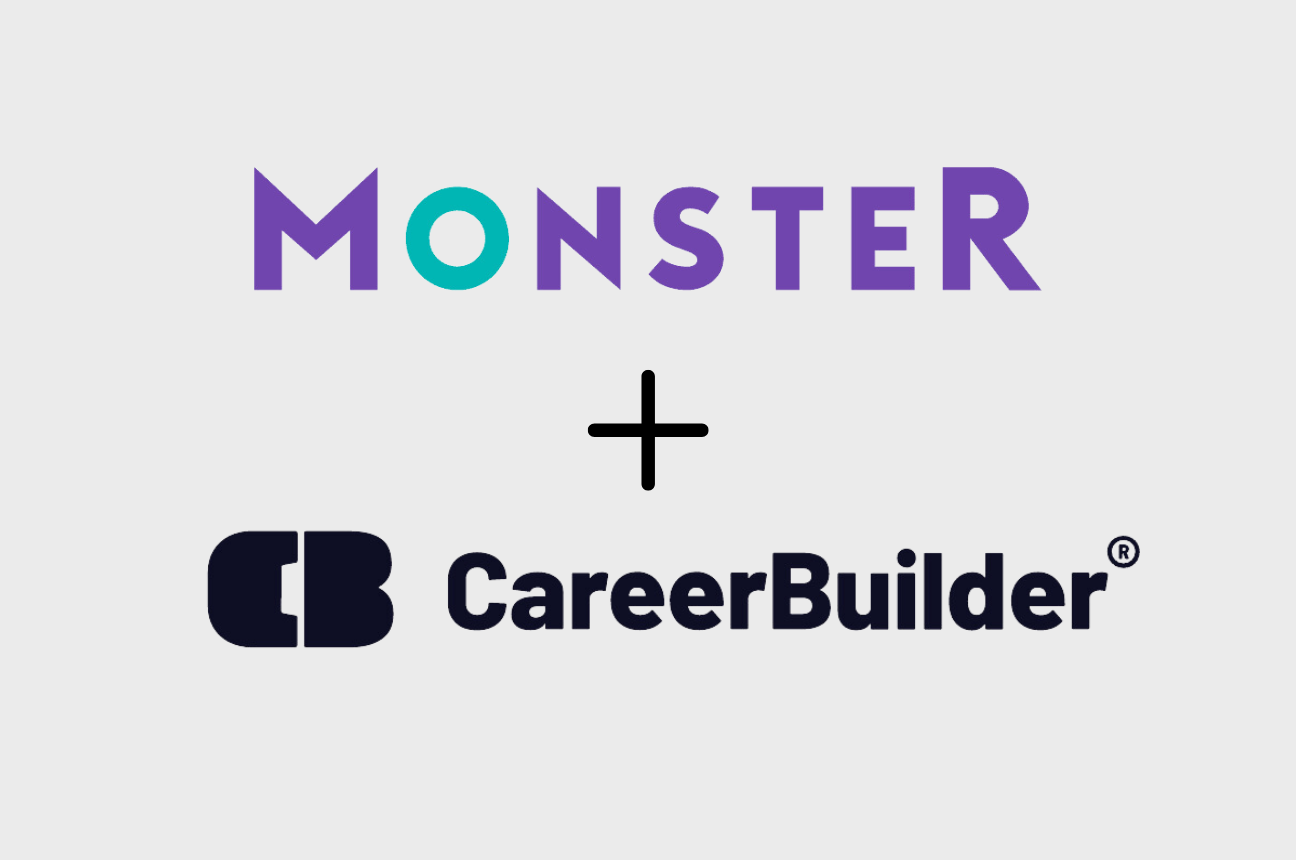 Logos for Monster and CareerBuilder to represent their merger
