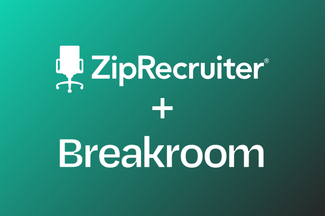 ZipRecruiter and Breakroom logos to signal their acquisiton